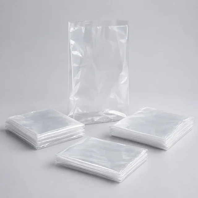 Transparent plastic packaging bags, concept illustration